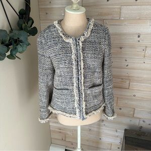 J. Crew Speckled Braided Trim Tweed Blazer